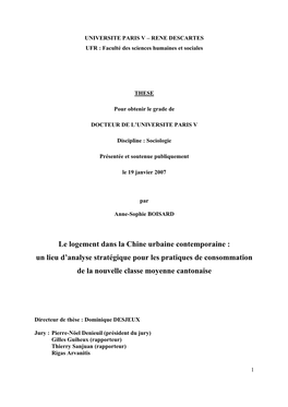 Le Logement Dans La Chine Urbaine Contemporaine : Un Lieu D’Analyse Stratégique Pour Les Pratiques De Consommation