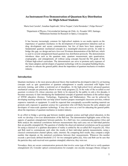 An Instrument-Free Demonstration of Quantum Key Distribution for High-School Students