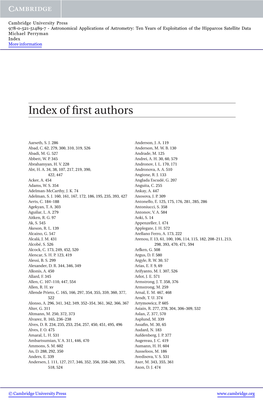 Index of First Authors