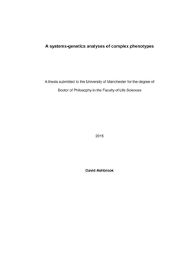 A Systems-Genetics Analyses of Complex Phenotypes