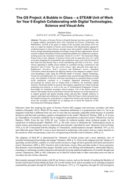 The GS Project: a Bubble in Glass – a STEAM Unit of Work for Year 9 English Collaborating with Digital Technologies, Science and Visual Arts
