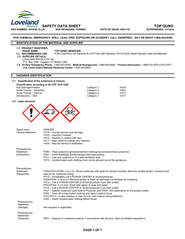 Safety Data Sheet Top Gun® Sds Number: 001058-16-Lpi Sds Revisions: Format Date of Issue: 09/21/16 Supersedes: 12/10/14