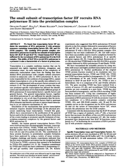 Polymerase II Into the Preinitiation Complex OSVALDO FLORES*, HUA Lu*, MARIE Killeentt, JACK Greenblattt, ZACHARY F