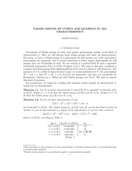 Galois Groups of Cubics and Quartics in All Characteristics