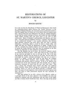 RESTORATIONS of ST. MARTIN's CHURCH, LEICESTER By