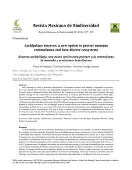 Archipelago Reserves, a New Option to Protect Montane Entomofauna and Beta-Diverse Ecosystems