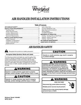 Air Handler Installation Instructions