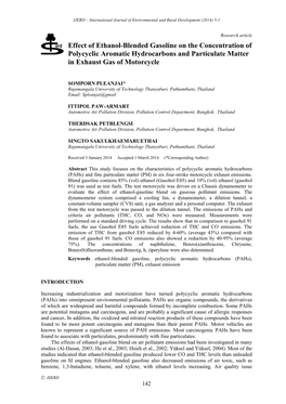 Effect of Ethanol-Blended Gasoline on the Concentration of Polycyclic Aromatic Hydrocarbons and Particulate Matter in Exhaust Gas of Motorcycle