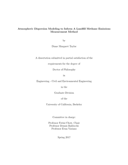 Atmospheric Dispersion Modeling to Inform a Landfill Methane