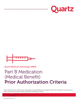 Quartz Medicare Advantage 2021 Part B Prior Authorization Criteria