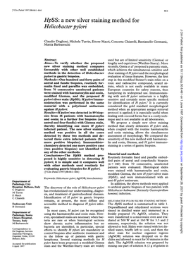 Helicobacter Pylori J Clin Pathol: First Published As 10.1136/Jcp.50.6.461 on 1 June 1997