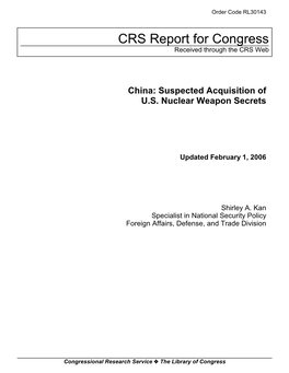 China: Suspected Acquisition of U.S