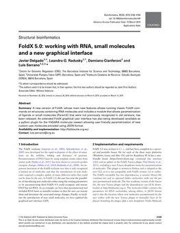 Foldx 5.0: Working with RNA, Small Molecules and a New Graphical Interface Javier Delgado1,†, Leandro G