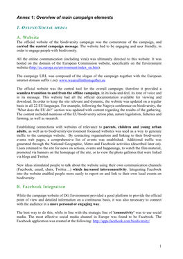 Annex 1: Overview of Main Campaign Elements