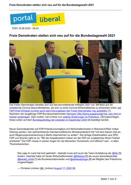 Freie Demokraten Stellen Sich Neu Auf Für Die Bundestagswahl 2021