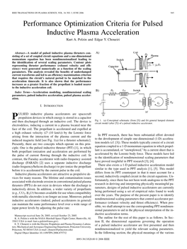 Performance Optimization Criteria for Pulsed Inductive Plasma Acceleration Kurt A