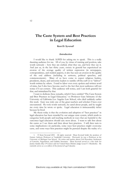 The Caste System and Best Practices in Legal Education