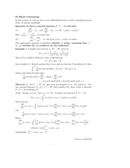 De Rham Cohomology in This Section We Will See How to Use Differential