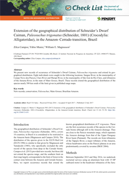 (Schneider, 1801) (Crocodylia: Alligatoridae), in the Amazon–Cerrado Transition, Brazil