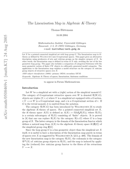 The Linearisation Map in Algebraic K-Theory 3