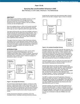 SUGI 26: Querying Star and Snowflake Schemas In
