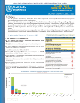 Yellow Fever Outbreak in Angola, 29 September 2016