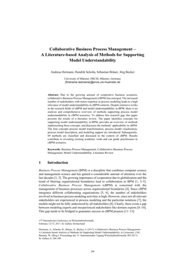 Collaborative Business Process Management – a Literature-Based Analysis of Methods for Supporting Model Understandability