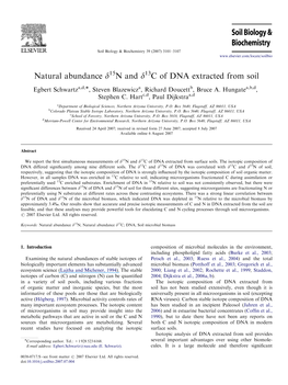 Natural Abundance D N and D C of DNA Extracted from Soil