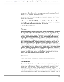 Integrated Deep Learned Transcriptomic and Structure-Based Predictor of Clinical Trials Outcomes