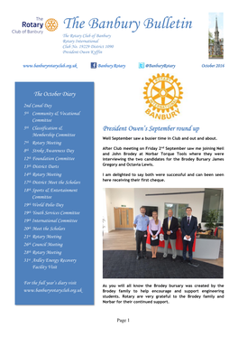 The Banbury Bulletin the Rotary Club of Banbury Rotary International Club No