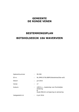 Gemeente De Ronde Venen Bestemmingsplan