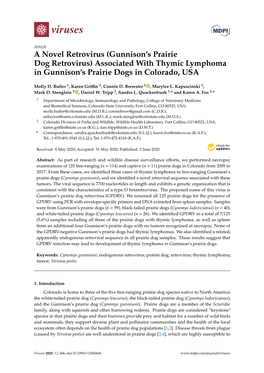 Associated with Thymic Lymphoma in Gunnison's Prairie Dogs in Colorad