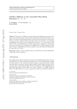 Chirikov Diffusion in the Asteroidal Three-Body Resonance (5,-2,-2)