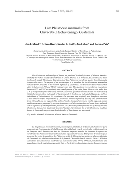 Late Pleistocene Mammals from Chivacabé, Huehuetenango, Guatemala