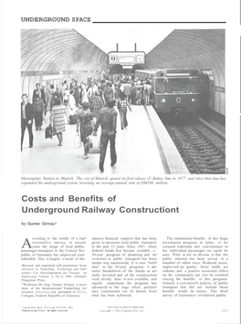 Costs and Benefits of Underground Railway Constructiont by Gunter Girnau*