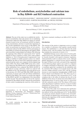 Role of Endothelium, Acetylocholine and Calcium Ions in Bay K8644- and Kcl-Induced Contraction