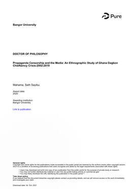 An Ethnographic Study of Ghana Dagbon Chieftaincy Crisis-2002-2019