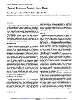 Effects of Teratogenic Agents in Range Plants