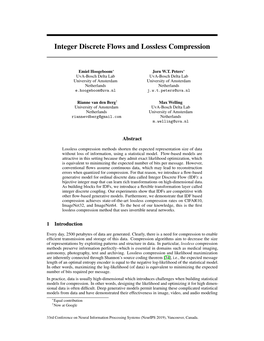Integer Discrete Flows and Lossless Compression