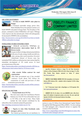 Issue 49 Weekly Newsletter of Investment Projects