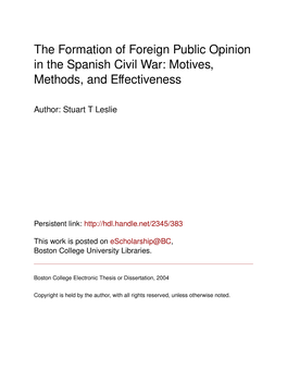 The Formation of Foreign Public Opinion in the Spanish Civil War: Motives, Methods, and Eﬀectiveness