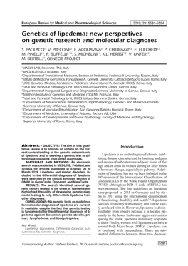 Genetics of Lipedema: New Perspectives on Genetic Research and Molecular Diagnoses S
