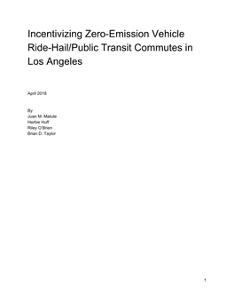 Incentivizing Zero-Emission Vehicle Ride-Hail/Public Transit Commutes in Los Angeles