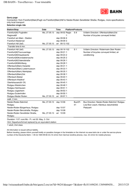 DB BAHN - Travelservice - Your Timetable