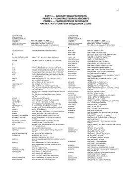 Aircraft Manufacturers Partie 4 — Constructeurs D’Aéronefs Parte 4 — Fabricantes De Aeronaves Часть 4