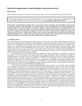 Data-Driven Approaches to Understanding Visual Neuron Activity