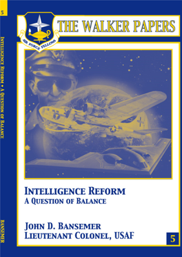 Bansemer: Intelligence Reform: a Question of Balance