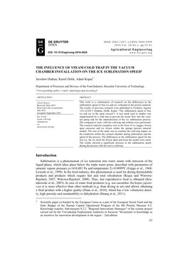 The Influence of Steam Cold Trap in the Vacuum Chamber Installation on the Ice Sublimation Speed1