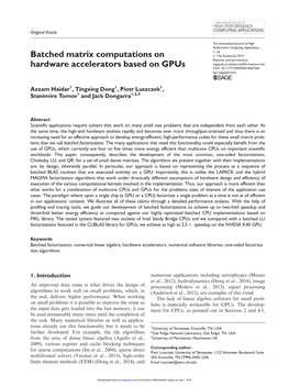 Batched Matrix Computations on Hardware Accelerators Based On