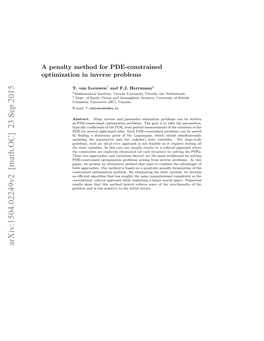 A Penalty Method for PDE-Constrained Optimization in Inverse Problems